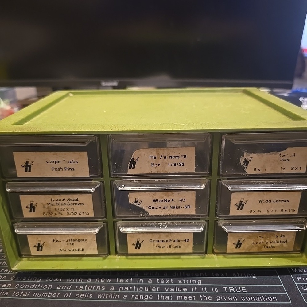 Vintage 9 Drawer Green Storage Parts Bin Organizer